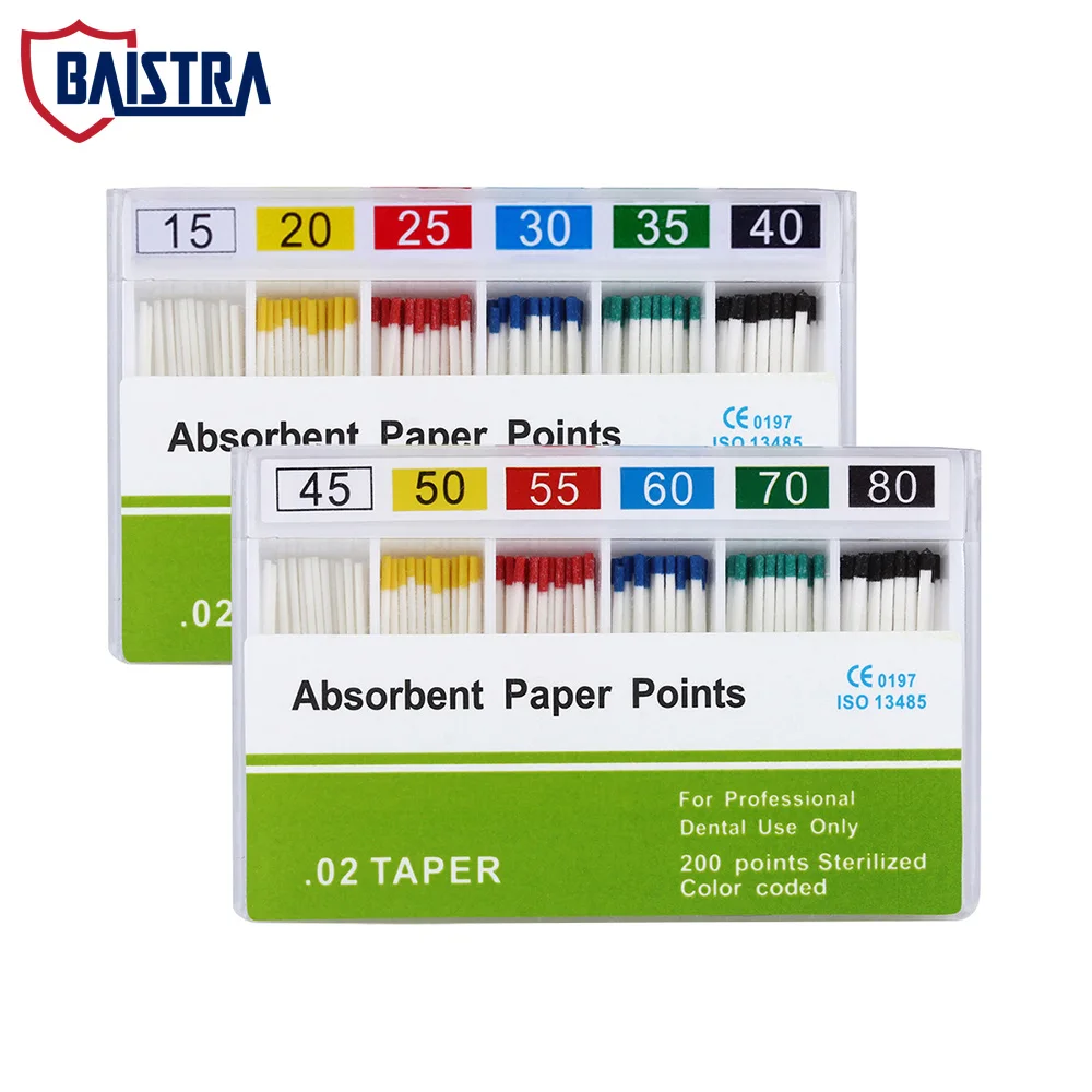 Dental Absorbent Paper Points 02 Taper Root Canal Endodontics Moisture Absorbing Paper Tips Dentistry Disposible Tool 200Pcs/Box