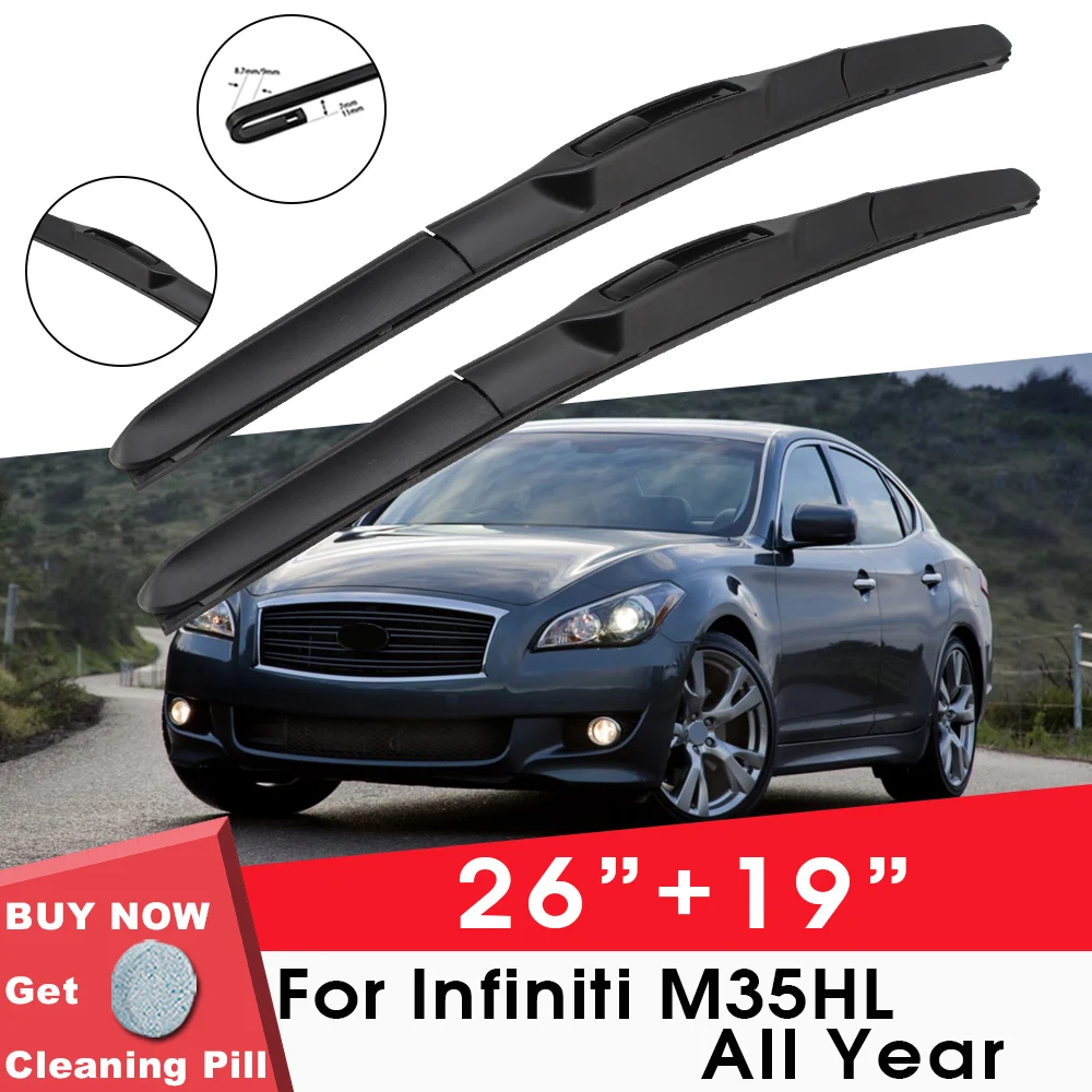 

Автомобильные стеклоочистители лобовое стекло резиновые силиконовые сменные стеклоочистители для Infiniti M35HL весь год LHD RHD 26 "+ 19" автомобильные аксессуары