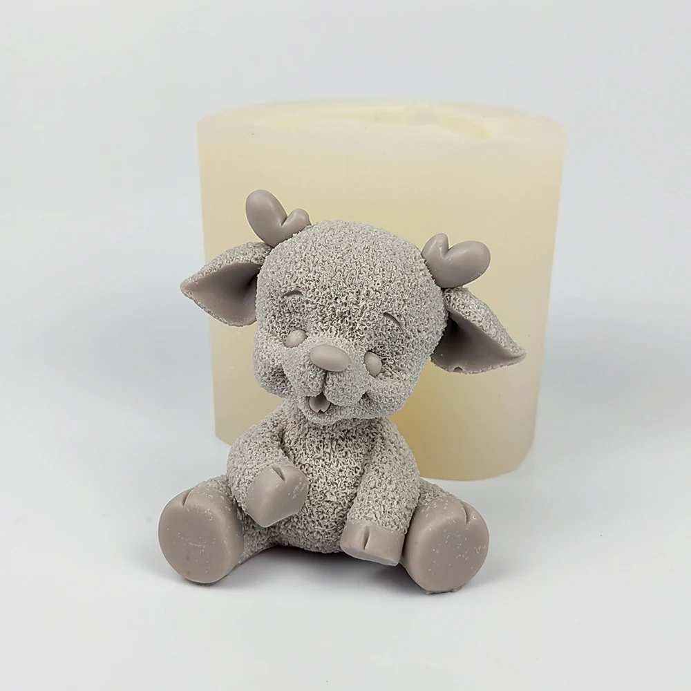 

3D формы для мыла в виде сидящего оленя DW0415 PRZY, силиконовые формы в виде животных, форма в виде свечи на свадьбу, день рождения, День святого Валентина