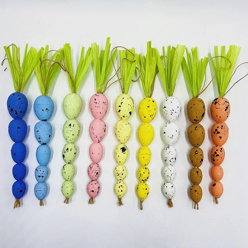 

New 9pcs Easter Artificial Carrot Simulation Foam Egg Carrot Pendant DIY Craft Hanging Happy Easter Decoration For Home Decor