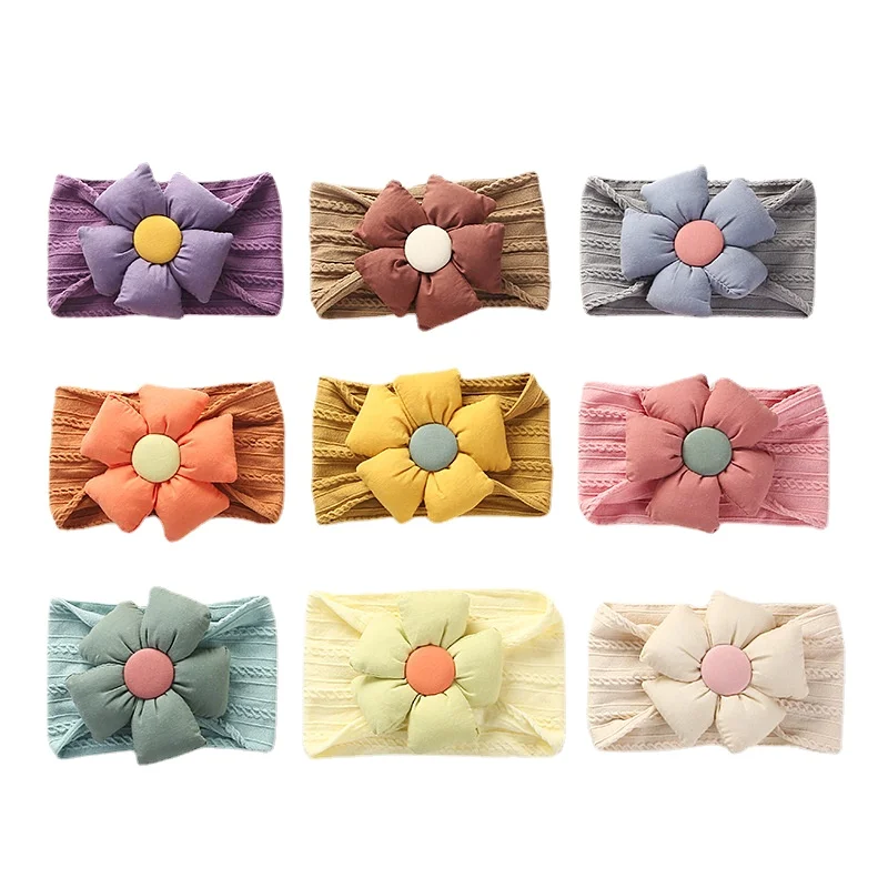 

Jacquard Nylon Lovely Flower Baby Headband For Girls Infant Elastic Hair Band Soft Wide Edge Baby Headband Kids Hair Accessories
