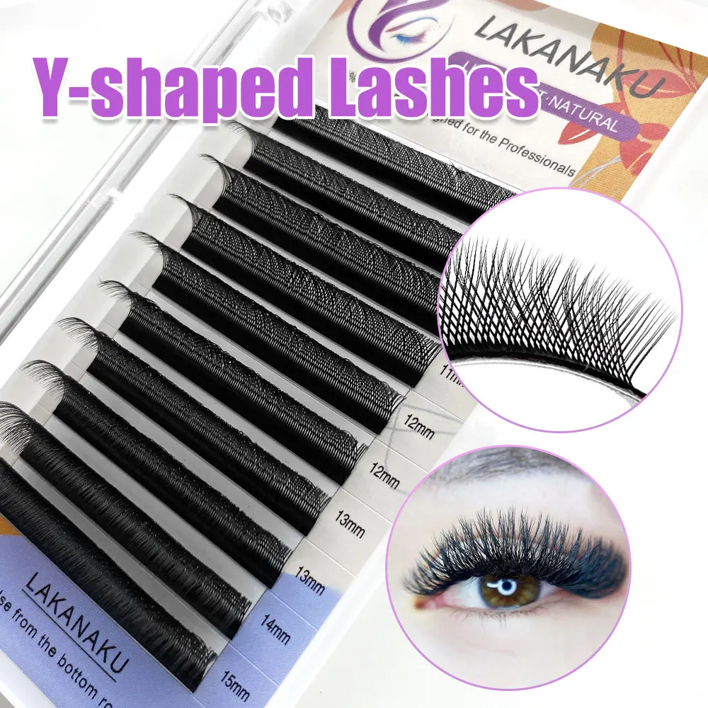 

LAKANAKU New Arrival YY Shape lash Fluffy Individual Eyelash Extensions Natural and Soft Lash Wholesale Supplies