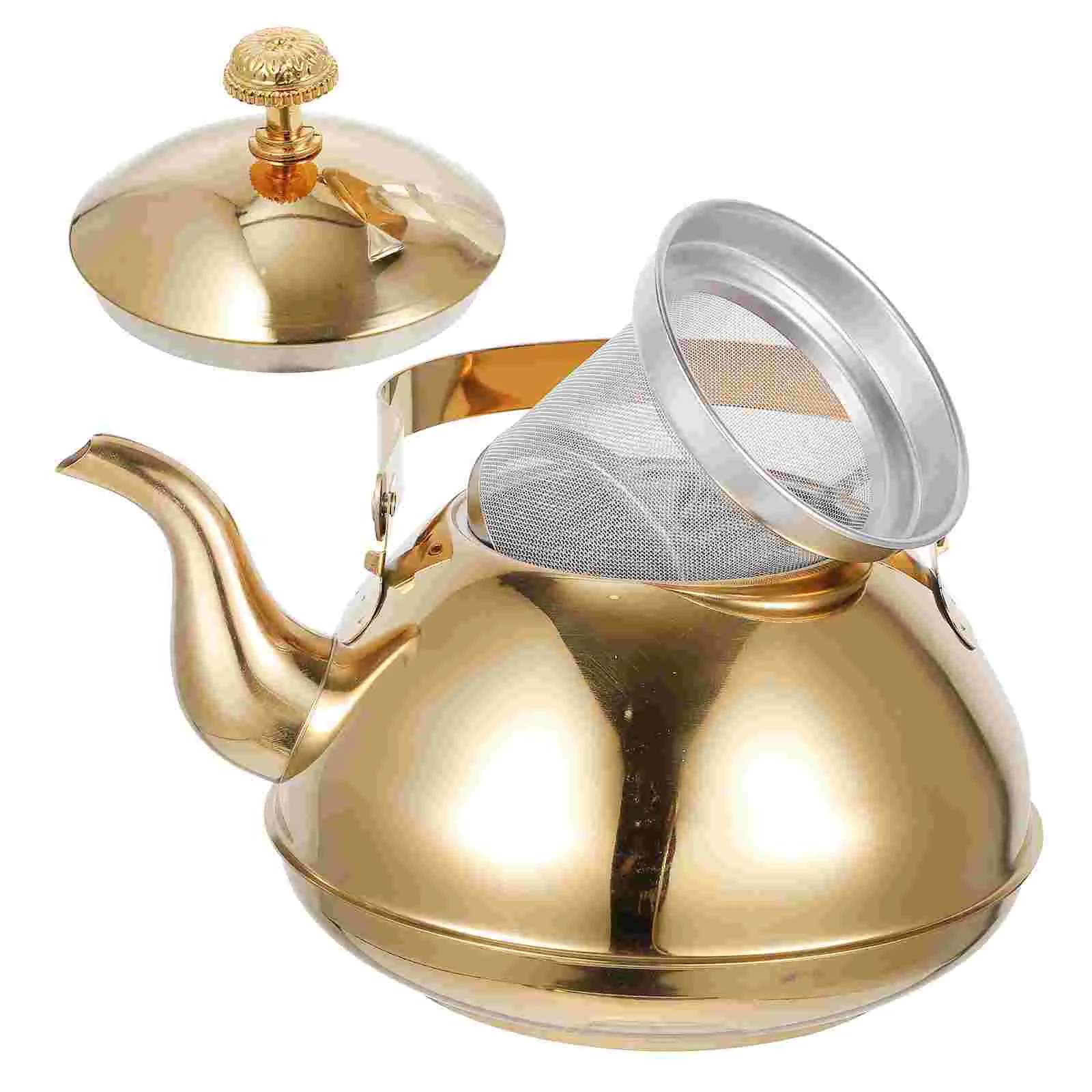 

Stainless Steel Teapot with Strainer Handle Household Tea Kettle Container for Office