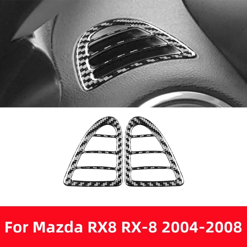 

For Mazda RX-8 RX8 SE3P JM1FE 2004-2008 Dashboard Both Side Defroster Vent Air Outlet Carbon Fiber Sticker Interior Accessories