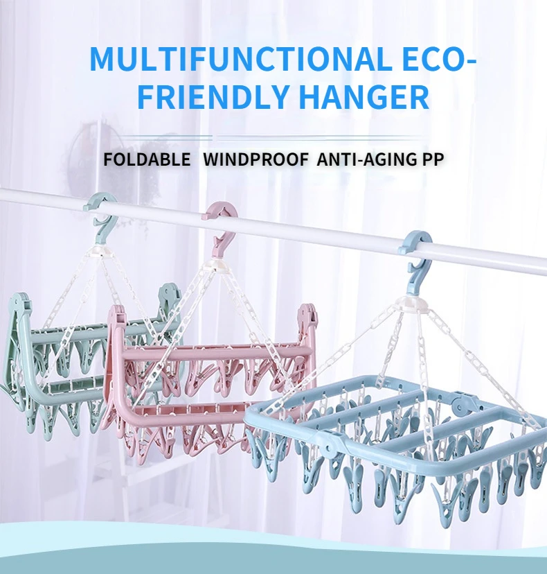 Multi-functional 32 Clip Drying Rack Clothes Rack plastic clip clothes rack childrens socks rack baby household hanging rack