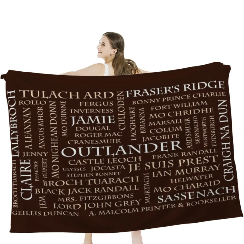 

Outlander Word Cloud Throw Blankets Soft Velvet Blanket Travel Bedding Blanket