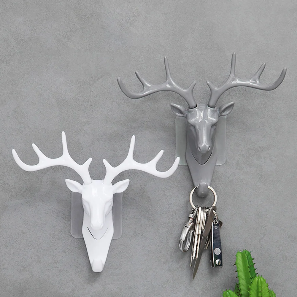 

Antler Traceless Hook Hat Scarf Bag Key Storage Holder Creative Wall Decor Multifunction Self-adhesive Storage Rack Cute Hooks