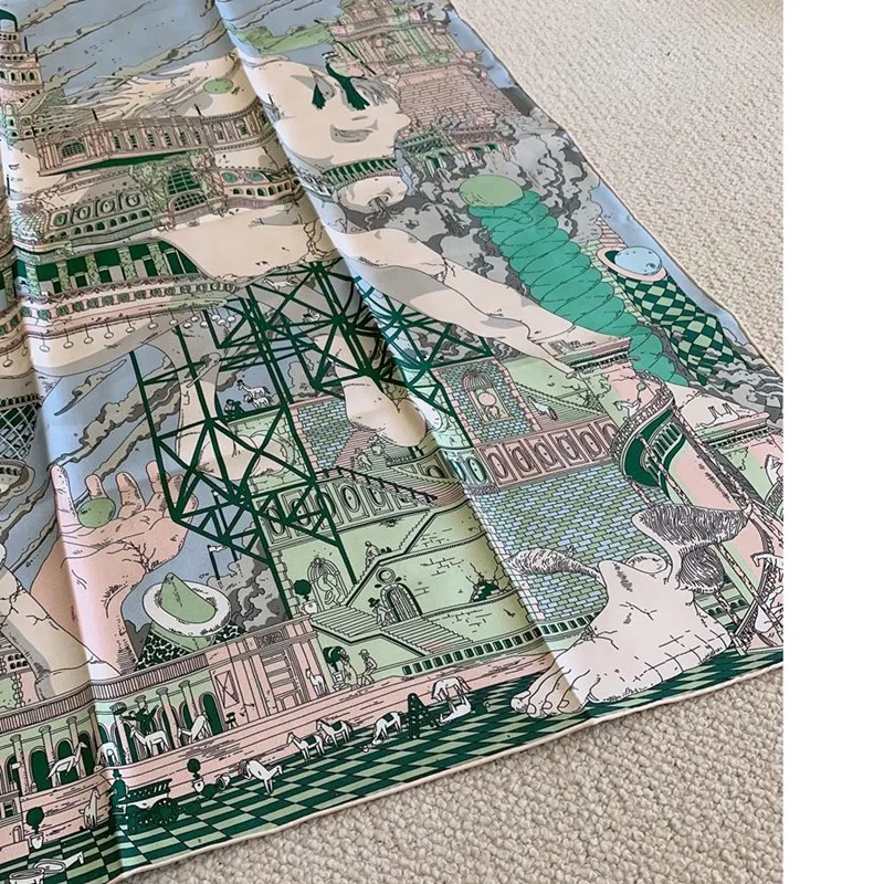 90 шелковый шарф шейный платок женский роскошный 100% шаль 18 мм с двусторонним