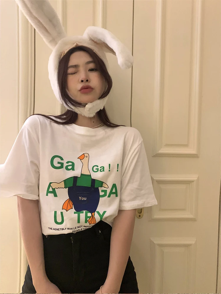 

Женские винтажные футболки с принтом в виде утки и надписей