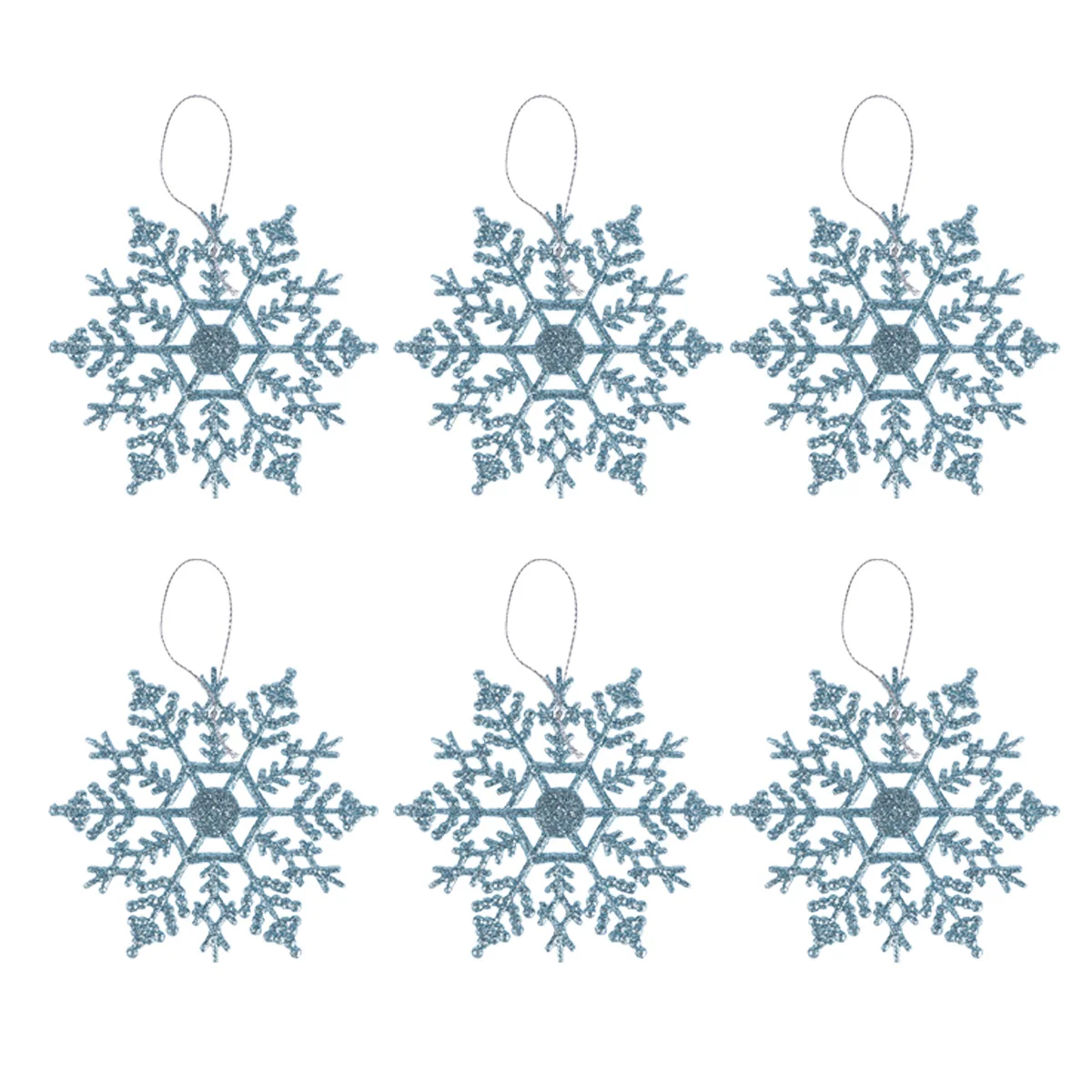 

6Pcs Glitter Hanging Snowflake Christmas Snowflake Ornaments Xmas Tree Hanging Snow with Silver Rope Christmas Tree Decoration