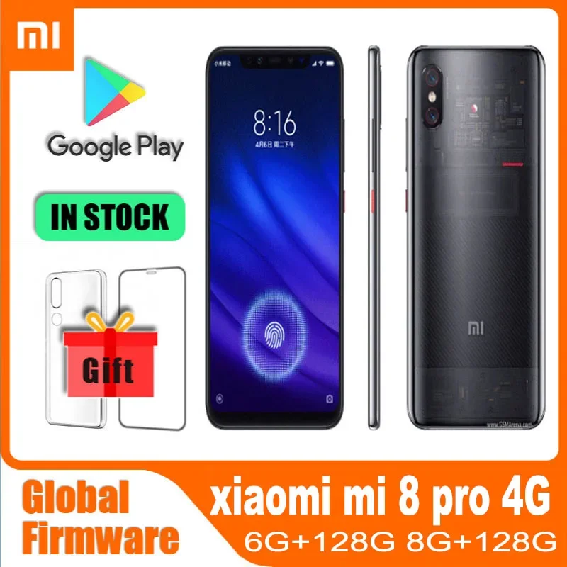 

Xiaomi mi 8 Pro Smartphone Snapdragon 845 20MP+12MP Camera 3000 mAh Battery Android Cellphone Fingerprint Original Global Rom