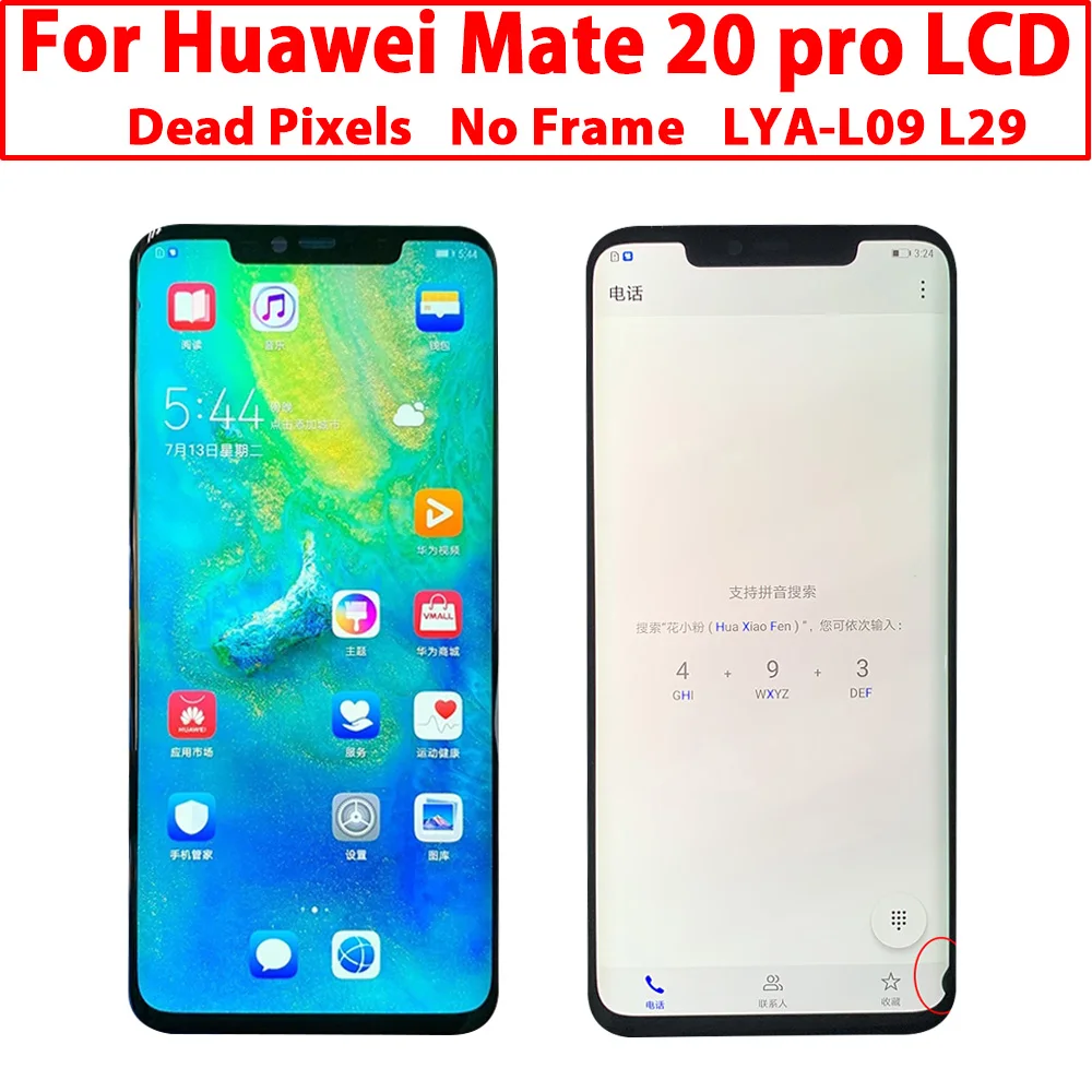Сменный дисплей Dead pixel 6 39 ''для Huawei Mate 20 Pro сенсорный ЖК-экран LYA-L29 Mate20 pro