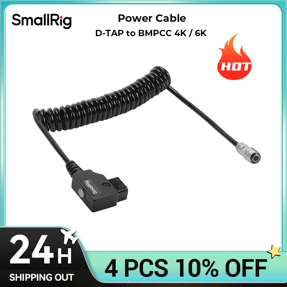 Фото Спиральный кабель питания SmallRig D-TAP к BMPCC 4K/6K, подходит для камеры Blackmagic Pocket Cinema 4K/6K для аккумулятора с V-Mount 4761 №1