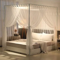 simple 4 corners post curtain bed canopy bed no frame bar canopies net bedroom decoration romantic princess lace mosquito net