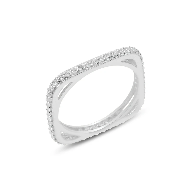 

Silver 925 Sterling Single Row Zircon Cubic Zirconia Square Tamtur Ring