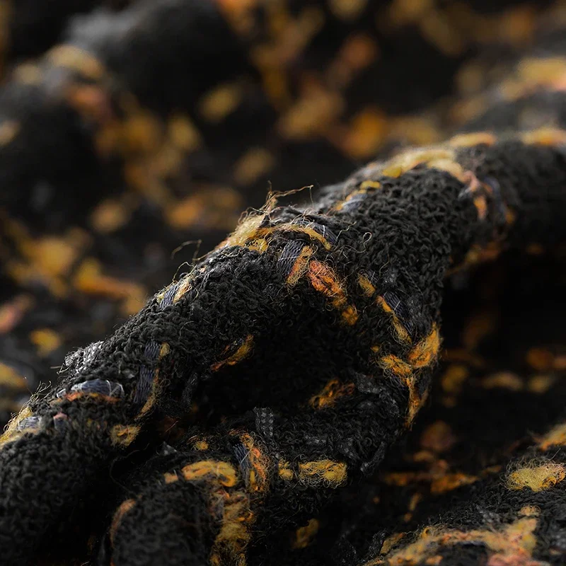 Redraspberry Италия Золотая клетчатая твидовая ткань материал одежды осенняя Женская