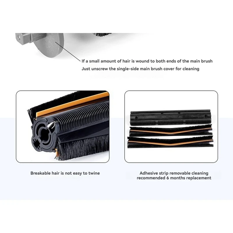 Cutting Hair Anti-Tangle Roller Brush And Scrape Strip For Dreame X40/X30/X20/X10/S30/S20/S10 Series Vaccum Attachment |