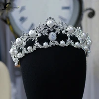 luxury shiny tiara pearl crown bride tiaras rhinestone crowns korean sweet princess wedding hair accessories diadem headband