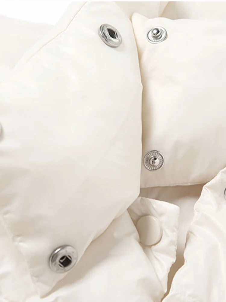 Casual Turtleneck Long Sleeve Down Coats Hipster Front Split Oversized Outerwear Autumn Winter Puffer Warm Thicken Cropped Parka