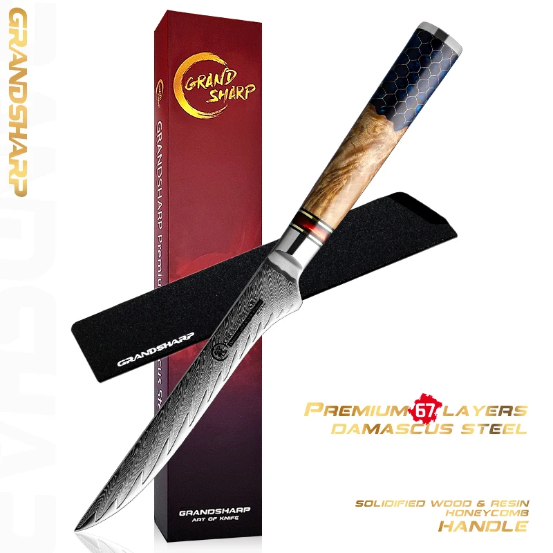 

5.5 Inch High Carbon Boning Knife Damascus Stainless Steel Kitchen Chef Knives Bone Meat Fish Fillet Sushi Knife GRANDSHARP