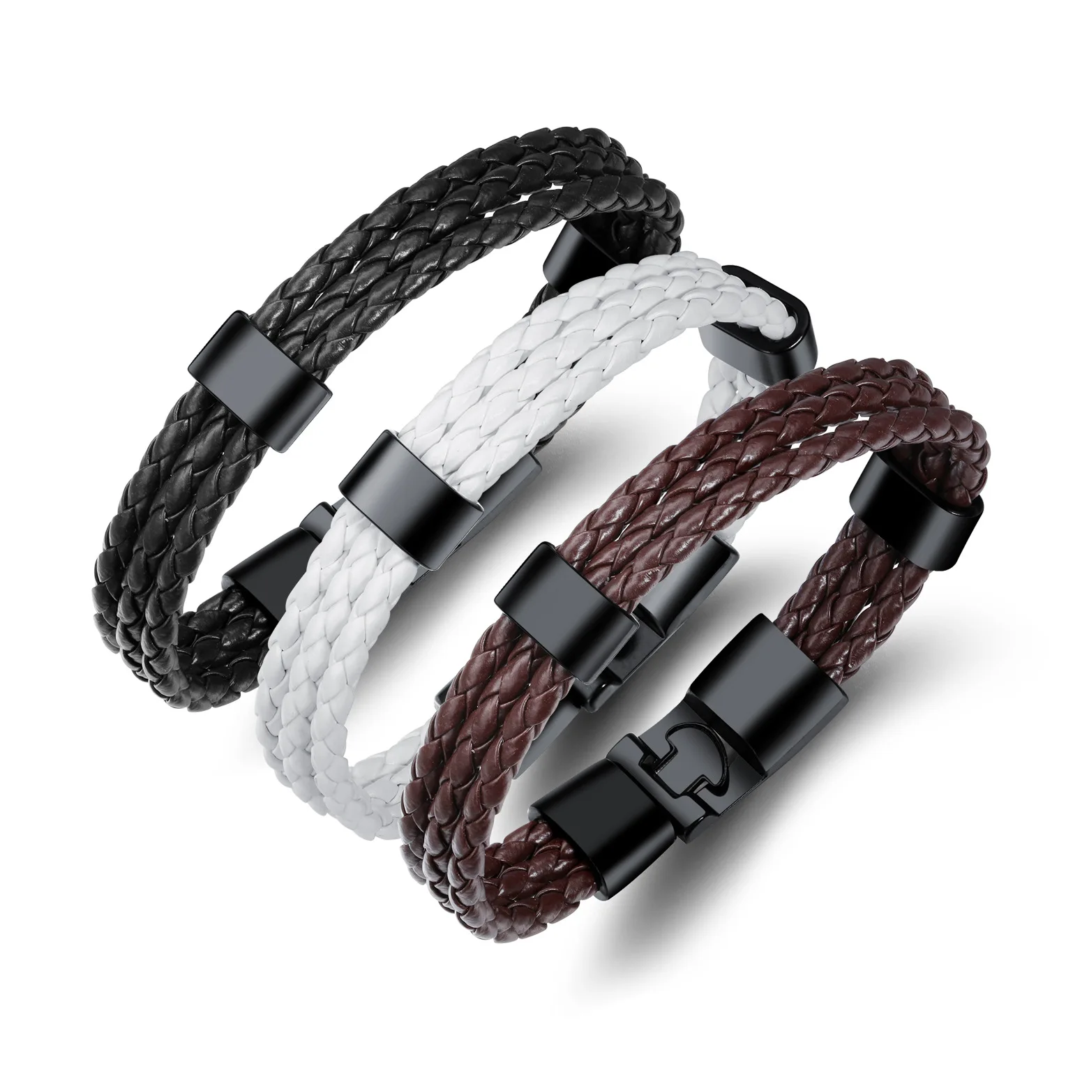 

Antique leather multi-layer alloy woven leather Bangle Button bracelet gift bracelets for women