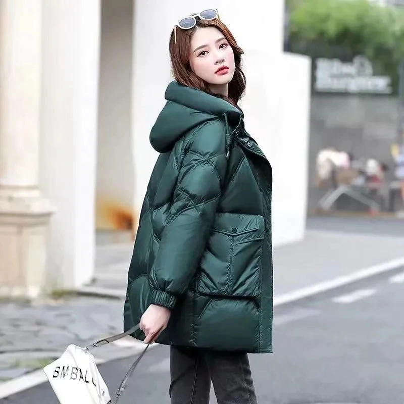 2022 Winter Jacket Parka Mid-Long down padded jacket women's Overcoat Thick Padded Jacket Warm Hooded Outwear ladies Vintage