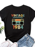 vintage 1984 recorder print women t shirt short sleeve o neck loose women tshirt ladies tee shirt tops clothes camisetas mujer