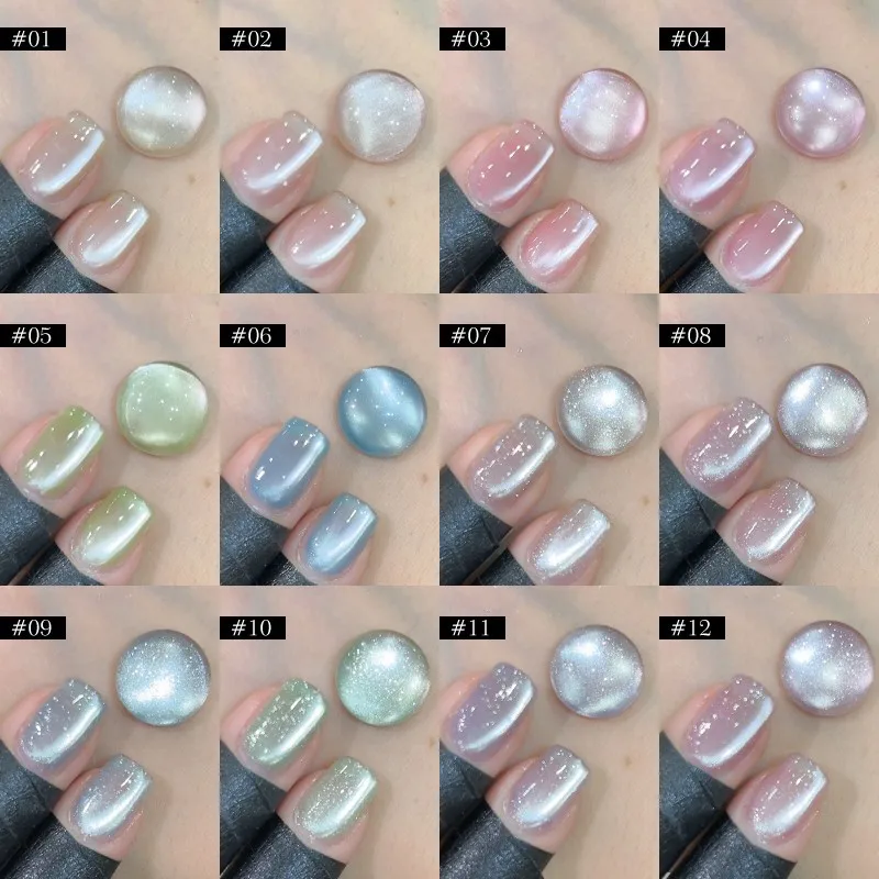 MUSELUOGE 12color Crystal Jelly Cat Eye Гель-лак для ногтей Ice Through Полуперманентный замачиваемый