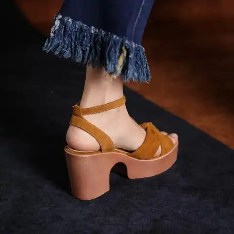 Сандалии женские на платформе и толстом каблуке, элегантные туфли-лодочки, открытый носок, бант, туфли на массивном каблуке, летняя обувь