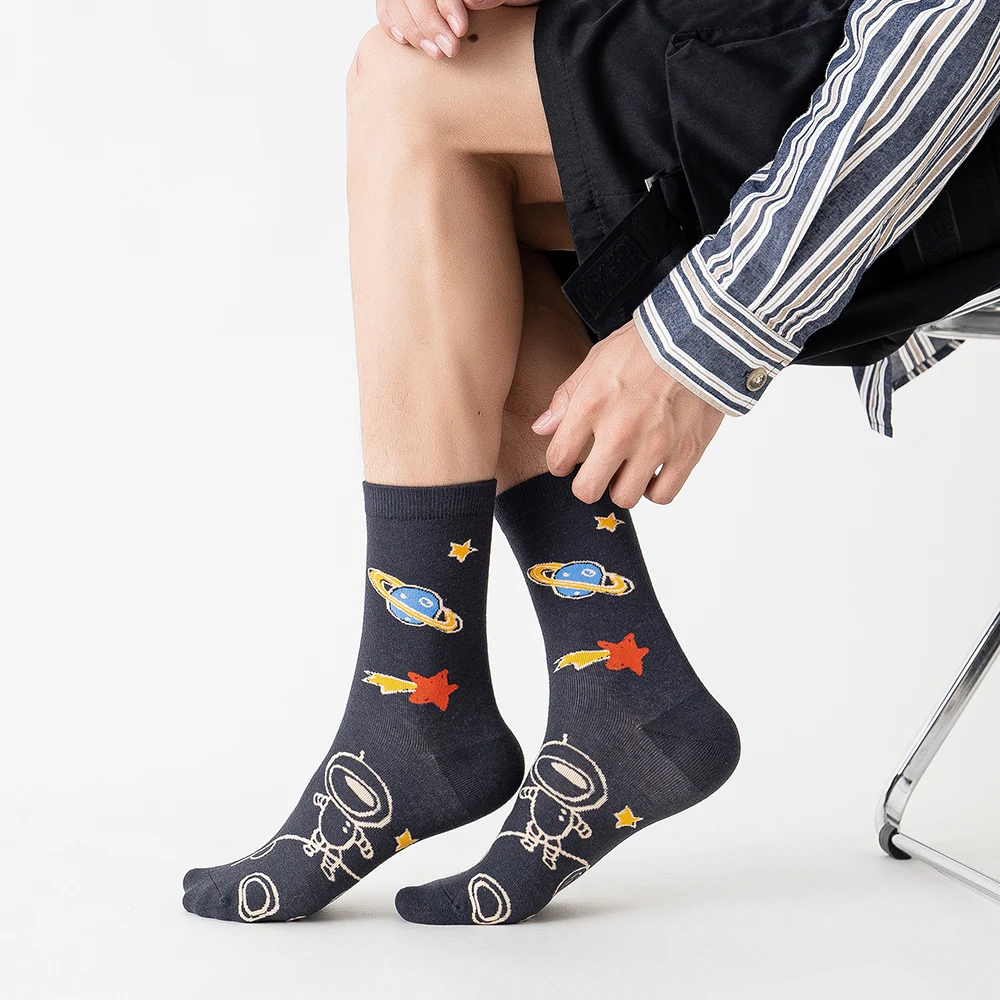 Original socks ins trend cartoon strange dream strange talk stockings men's hand-painted illustration women's stockings
