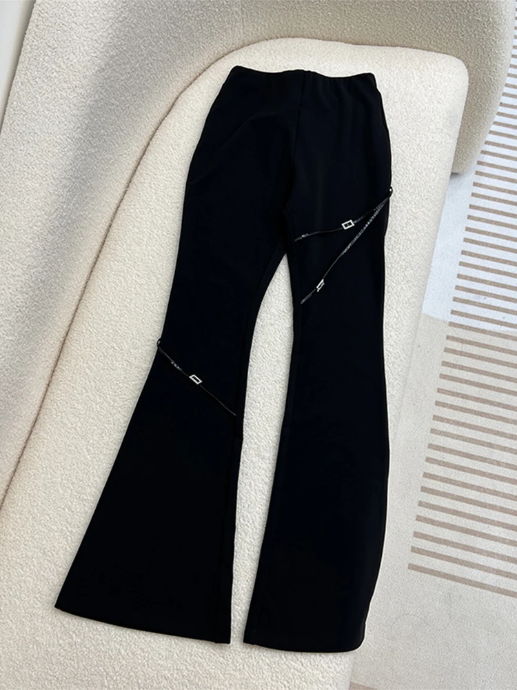 

2022 New Women Autumn Winter Solid Color High Waist Vintage Bell Bottom Wide Leg Straight Cylinder Belt Decoration Flare Pants
