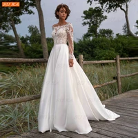 off shoulder wedding dresses white long sleeves robe de mari%c3%a9e 2022 appliqued beach women bride gown high quality abito da sposa