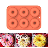 6 cavities donut mold diy pudding jelly muffin cake mold heat resistant kitchen baking tools silicone waffle maker machine