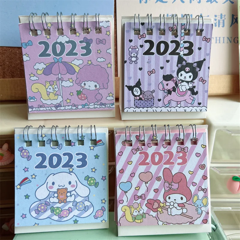 

Sanrio мультфильм My Melody Kuromi Cinnamoroll 2023 мини настольный календарь вертикальный рабочий стол Спальня изысканное украшение календарь