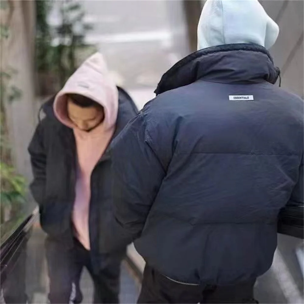 Essentials winter high street stand-up collar solid color down jacket men's and women's loose  jackets winter men's down jacket