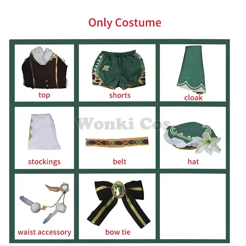 Костюм для косплея Twenty Cosplay парик с шляпой чулки женская модель игра Impact полный