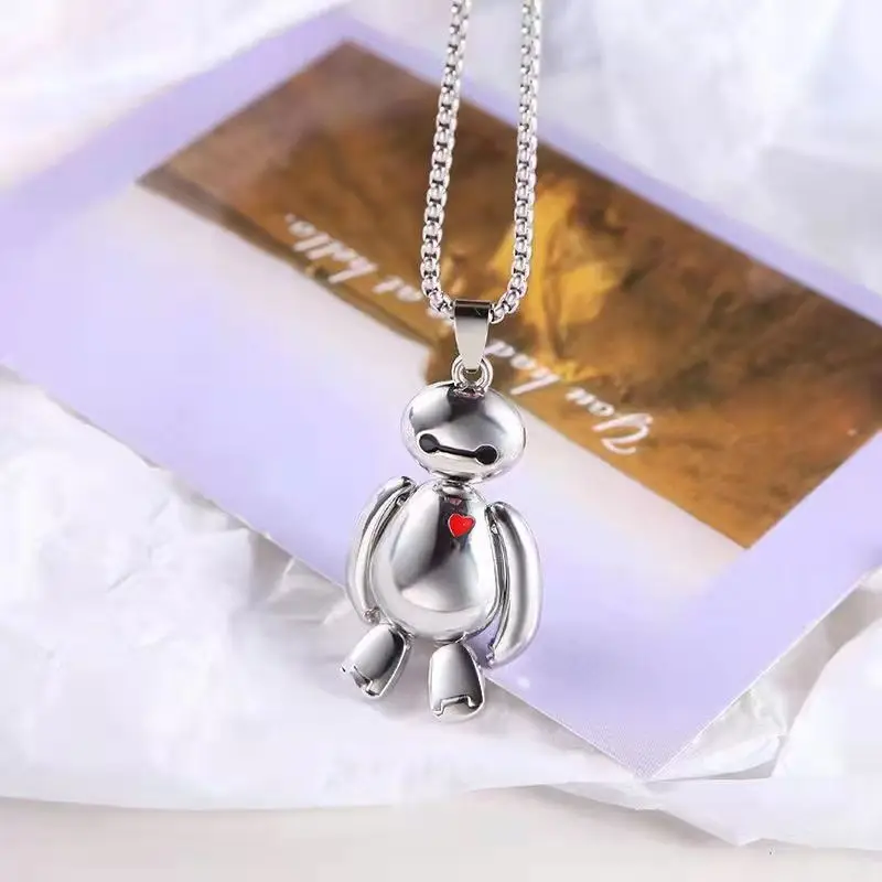 

Hip Hop Cartoon White Heart Necklace Niche Design All-Match Men's and Women's Long Pendant Sweater Chain Fashion