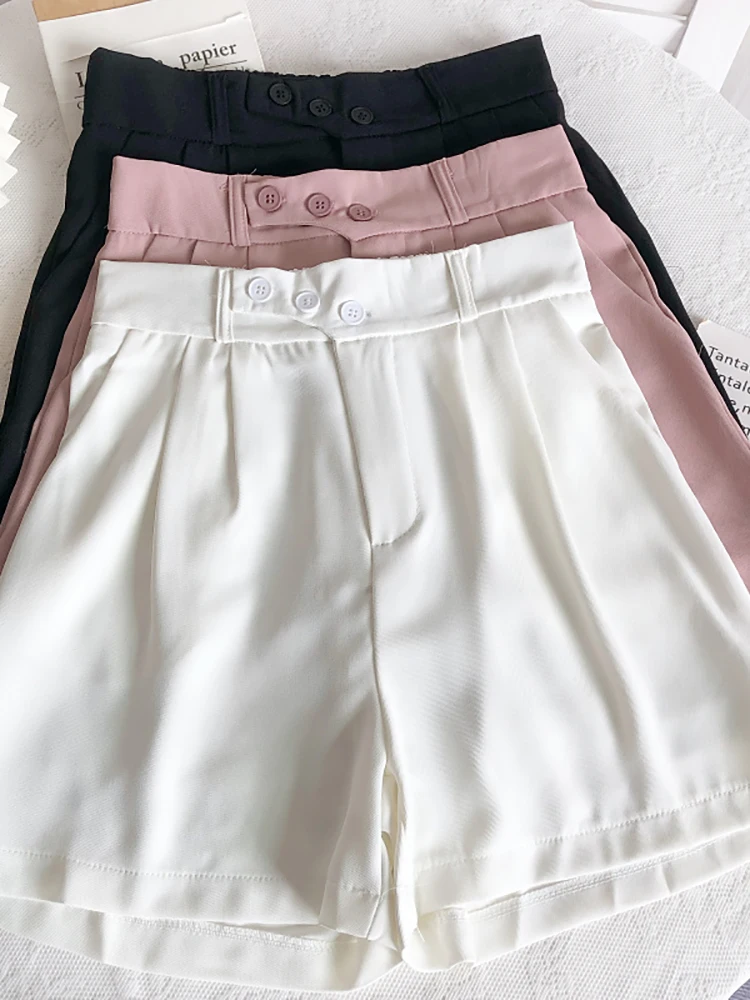 

Женские весенние женские шорты EVNISI 2022 с высокой талией, Повседневная Свободная верхняя одежда, Костюмные шорты, горячие летние повседневны...