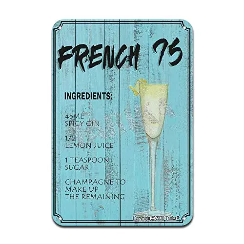 

French 75 Cocktail Ingredients Iron Poster Painting Tin Sign Vintage Wall Decor for Cafe Bar Pub Home Beer Decoration Crafts