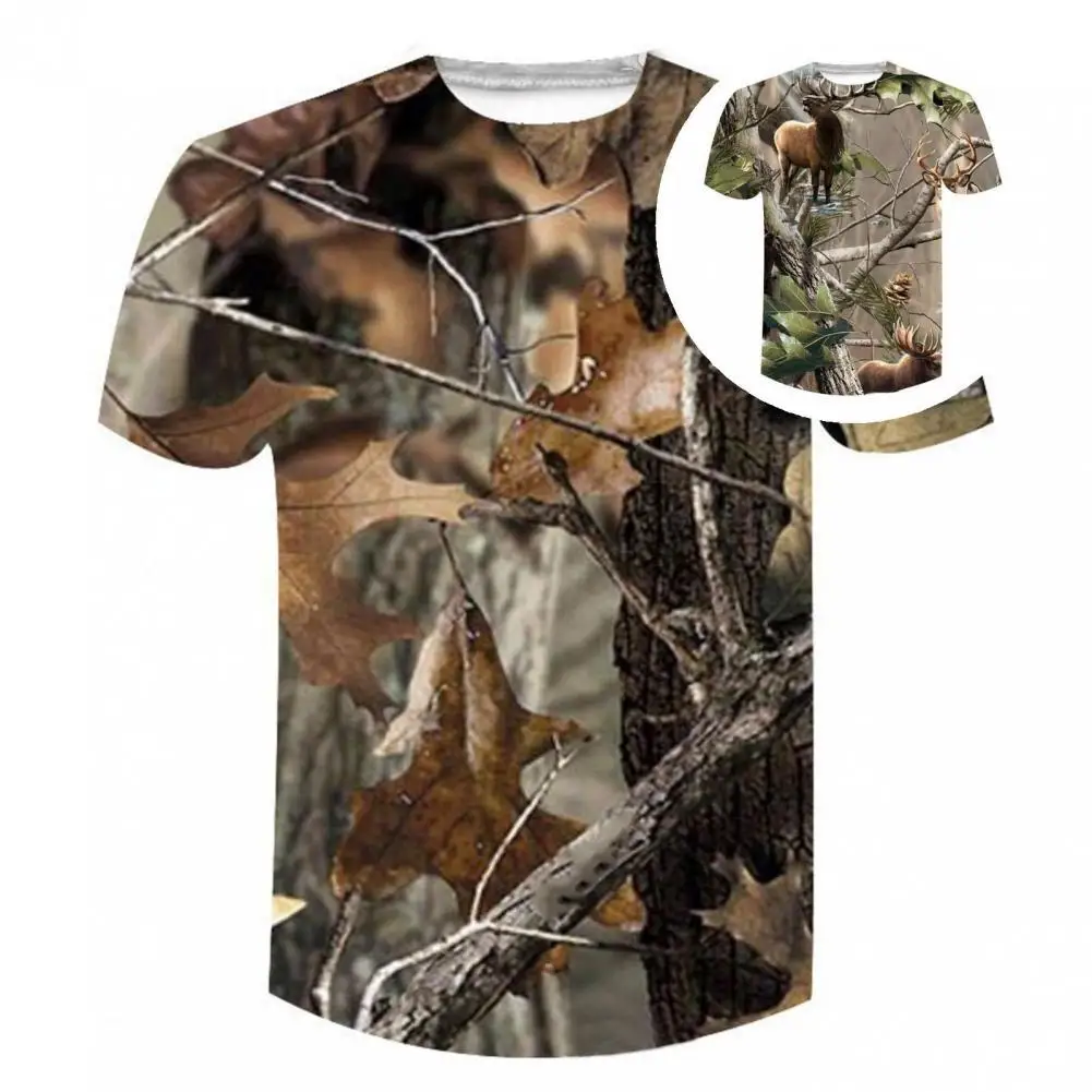 

Summer Shirt Breathable Hunting O Neck Camouflage Men T-shirt Summer T-shirt for Camping