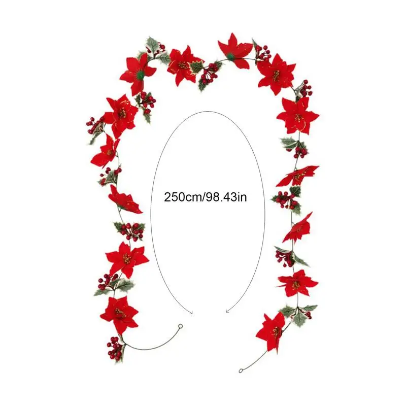 Гирлянда Пуансеттия Искусственная рождественская гирлянда Рождественская