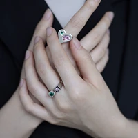 fmily simple 925 sterling silver sweet love colorful ring fashion exaggerated temperament to send girlfriend jewelry
