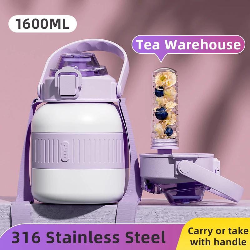 Термос с ручкой уличная портативная бутылка большой емкостью изоляцией рукавом