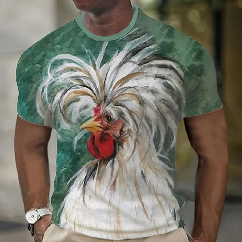 

Funny T-Shirt For Men 3d Animal Chicken Print Men‘S Clothing Daily Casual Short Sleeved Summer Street Tees Loose Oversized Shirt