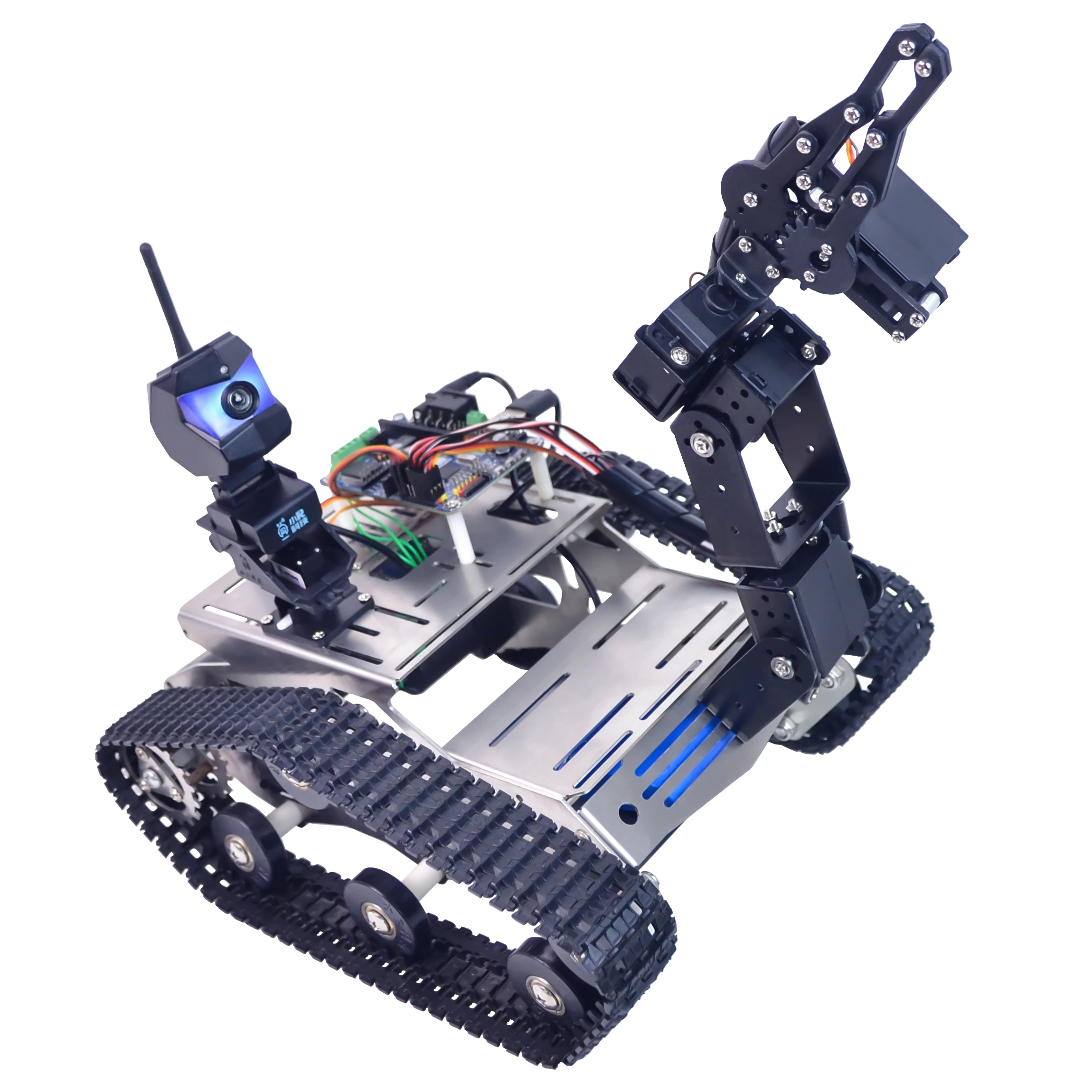 

XiaoR Geek Hot sale DIY educational robot wireless WIFI smart tank robot car with raspberry pi 4B Battery style tank robot car