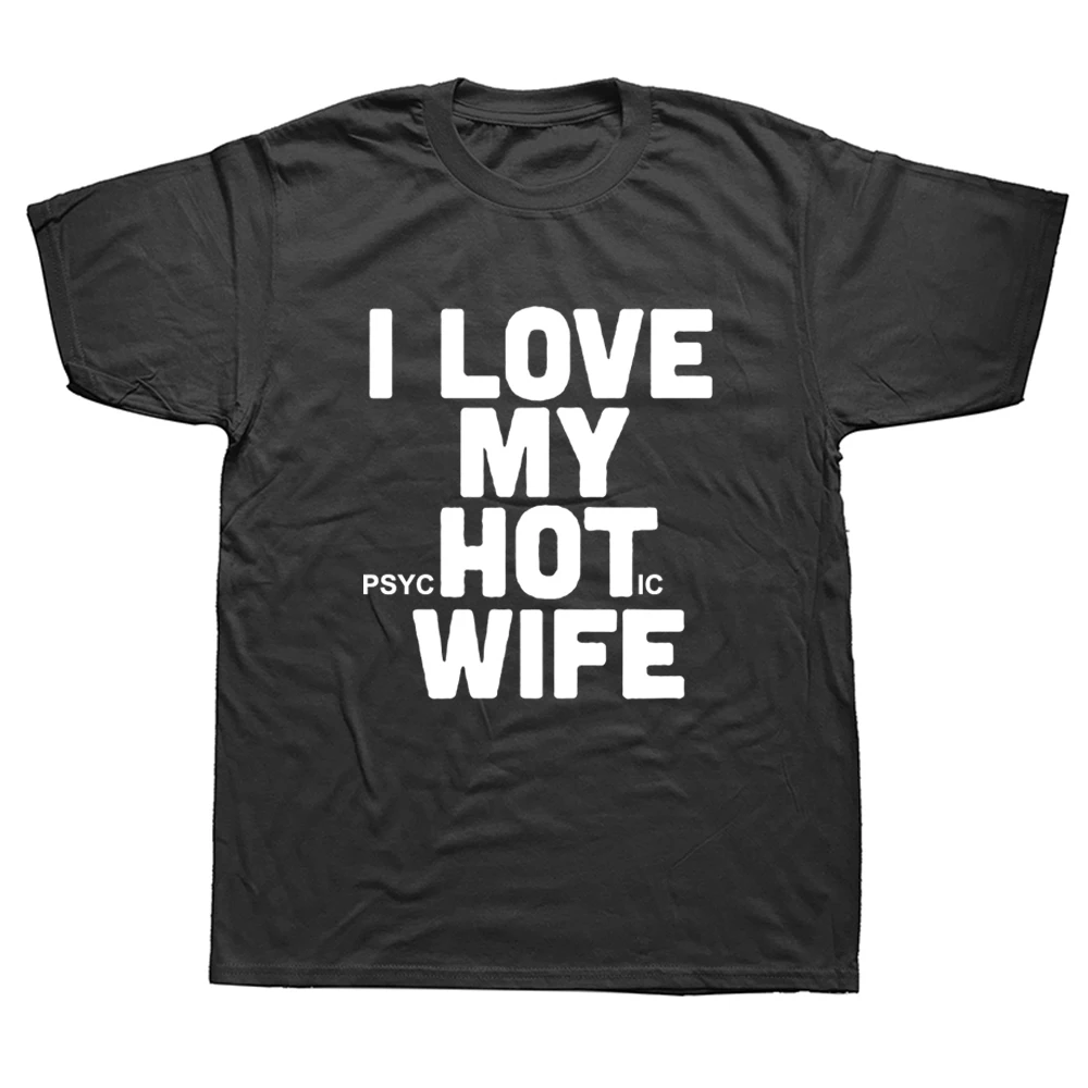 Футболка мужская хлопковая с надписью I Love My Hot жена смешная шутка новинка