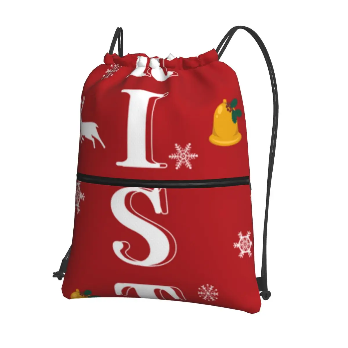 

Backpack for Gym Workout Outdoor Running Travel Cartoon School Eco Friendly Shopping Bag with Zipper Christmas Decoration