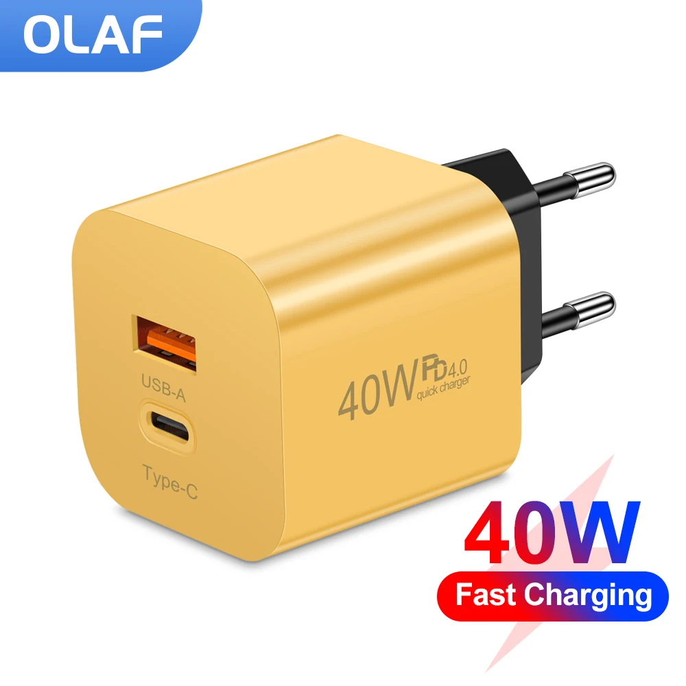 

Olaf 40W USB Charger Fast Charging QC3.0 USB Type C Mobile Phone Charger Adapter For iPhone Xiaomi Samsung Huawei Quick Charge