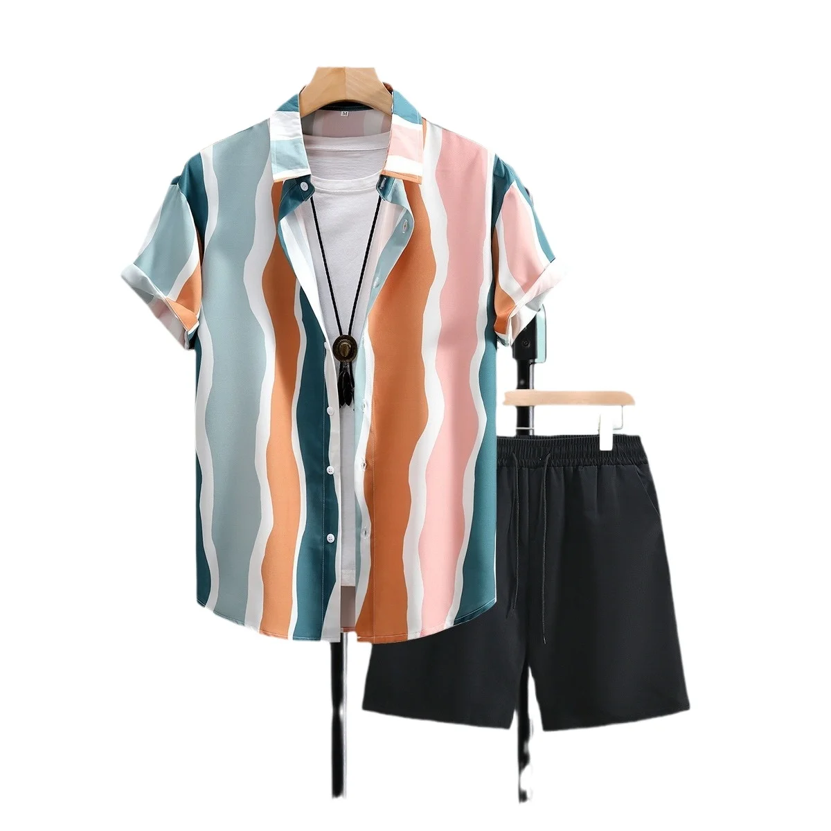 Костюм спортивный мужской из 2 предметов Гавайская Повседневная рубашка с