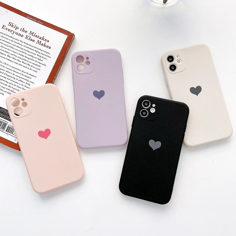 

Luxury Soft Love Heart Phone Case For iphone 11 12 Pro Max XS X XR 7 8 Plus SE 2020 Candy Shockproof Bumper Back Cover